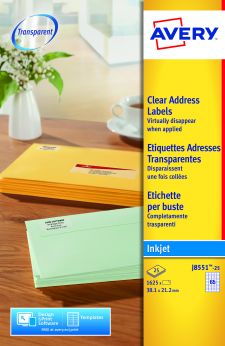 Avery J8551-25 Clear Address Labels 25 sheets - 65 Labels per Sheet thumbnail 5