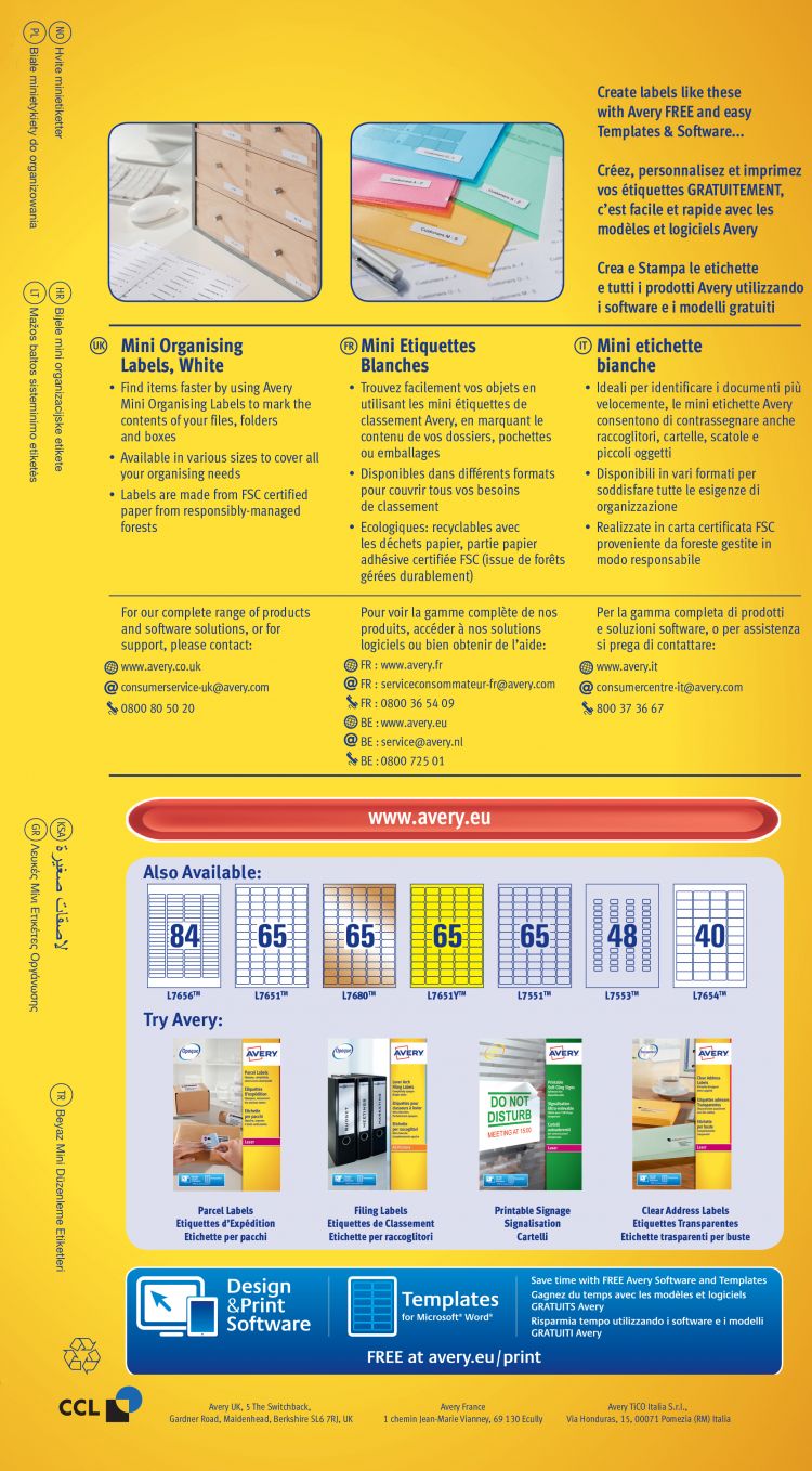 Avery L7654-25 Mini Multipurpose Labels 25 sheets - 40 Labels per Sheet - Image 3