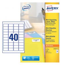 Avery L7654-25 Mini Multipurpose Labels 25 sheets - 40 Labels per Sheet