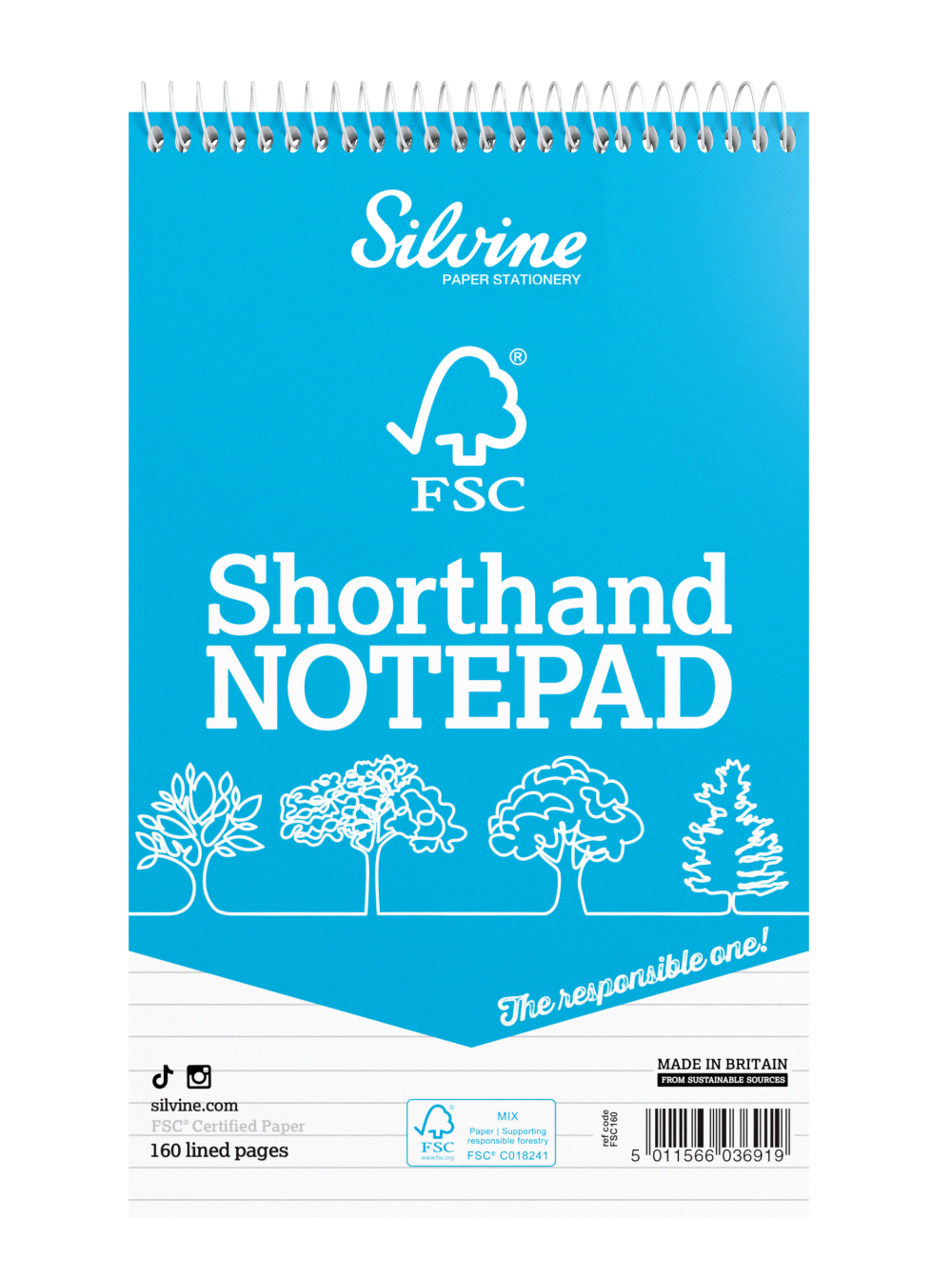 Silvine 127x203mm Reporters Notebook FSC Ruled 160 Pages Pack of 10