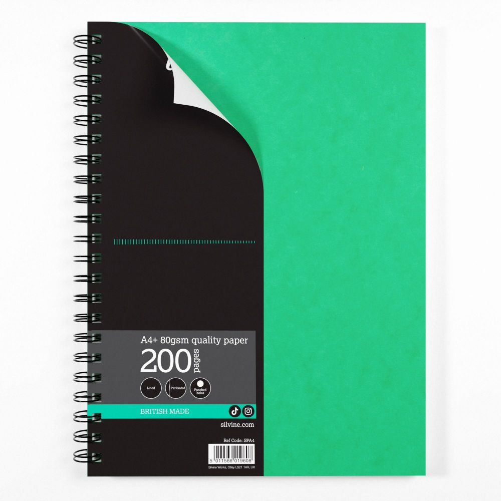 Silvine Luxpad A4 Wirebound Pressboard Cover Notebook Green Pack 6