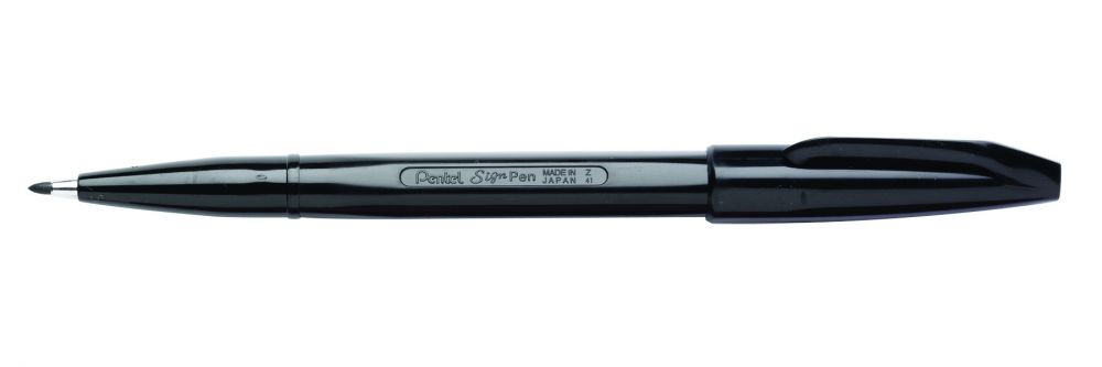 Pentel Original12 Pack Black Sign Pen S520 Fibre Tip Pen 2mm Tip