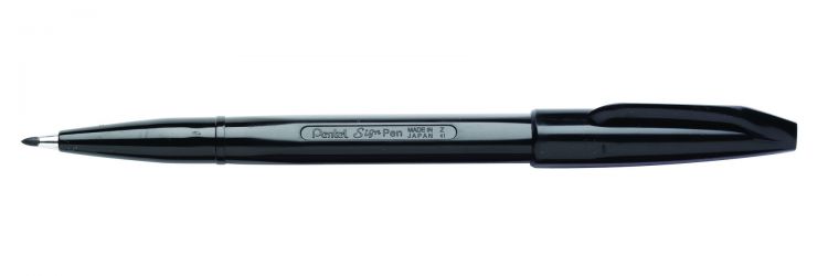 Pentel Original12 Pack Black Sign Pen S520 Fibre Tip Pen 2mm Tip - Image 1