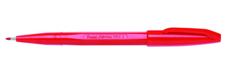 Pentel Original 12 Pack Red Sign Pen S520 Fibre Tip Pen 2mm Tip - Image 1