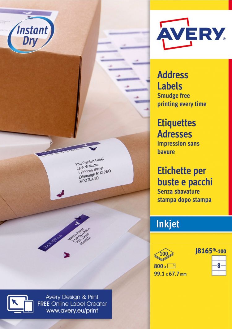 Avery J8165-100 QuickDRY Parcel Labels 100 Sheets - 8 Labels per Sheet - Image 2