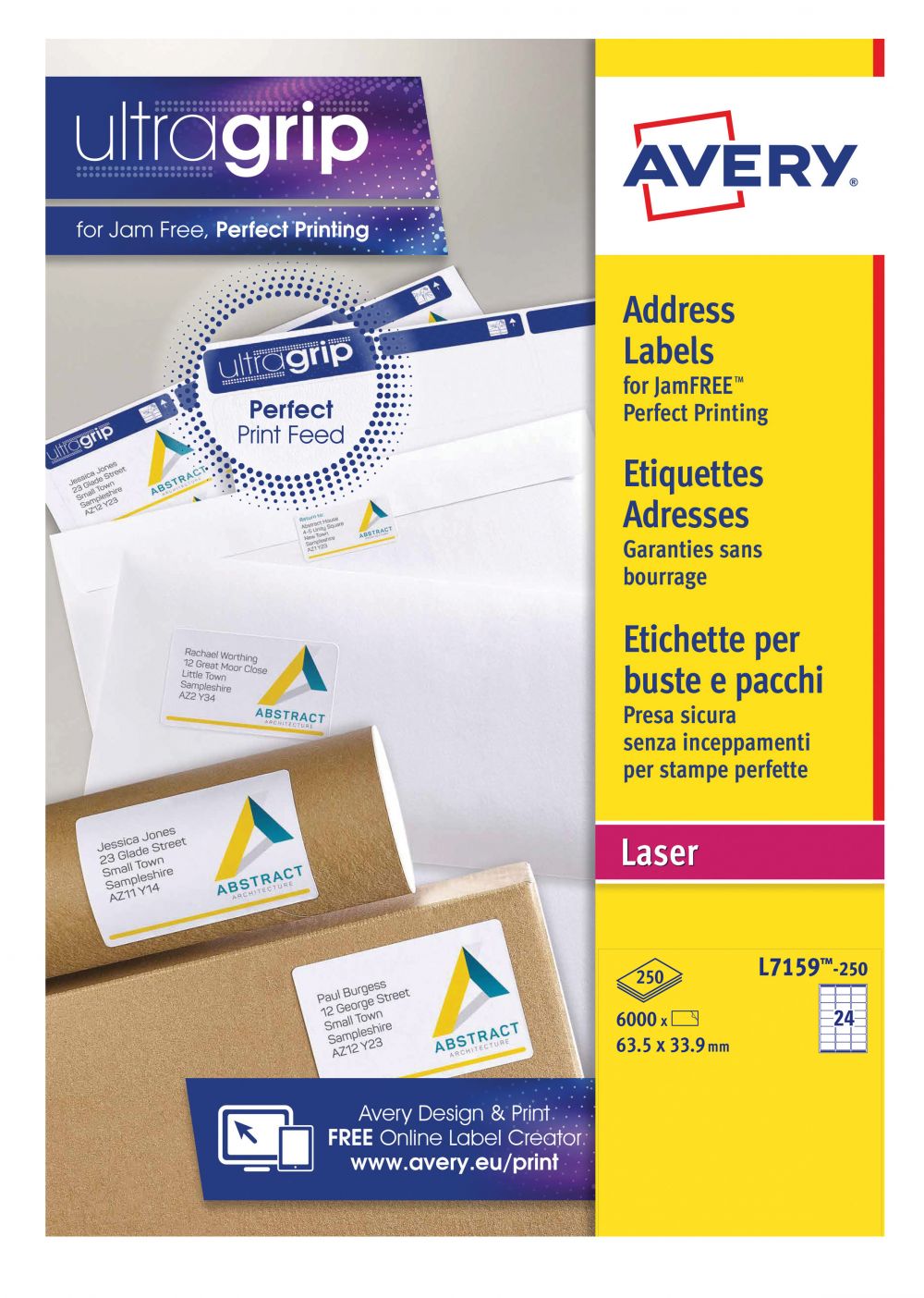 Avery L7159-250 Address Labels 250 sheets - 24 labels per sheet