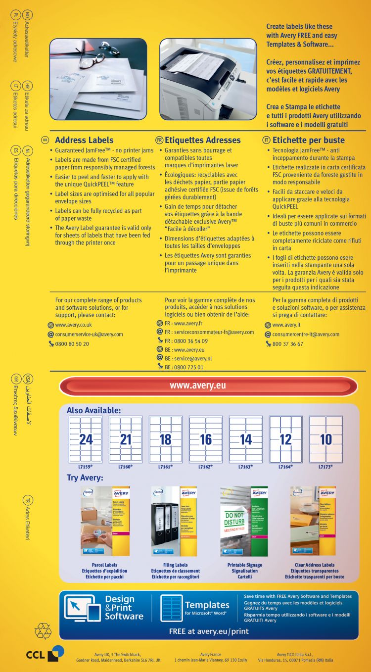 Avery L7163-40 Address Labels 40 sheets - 14 Labels per Sheet - Image 2