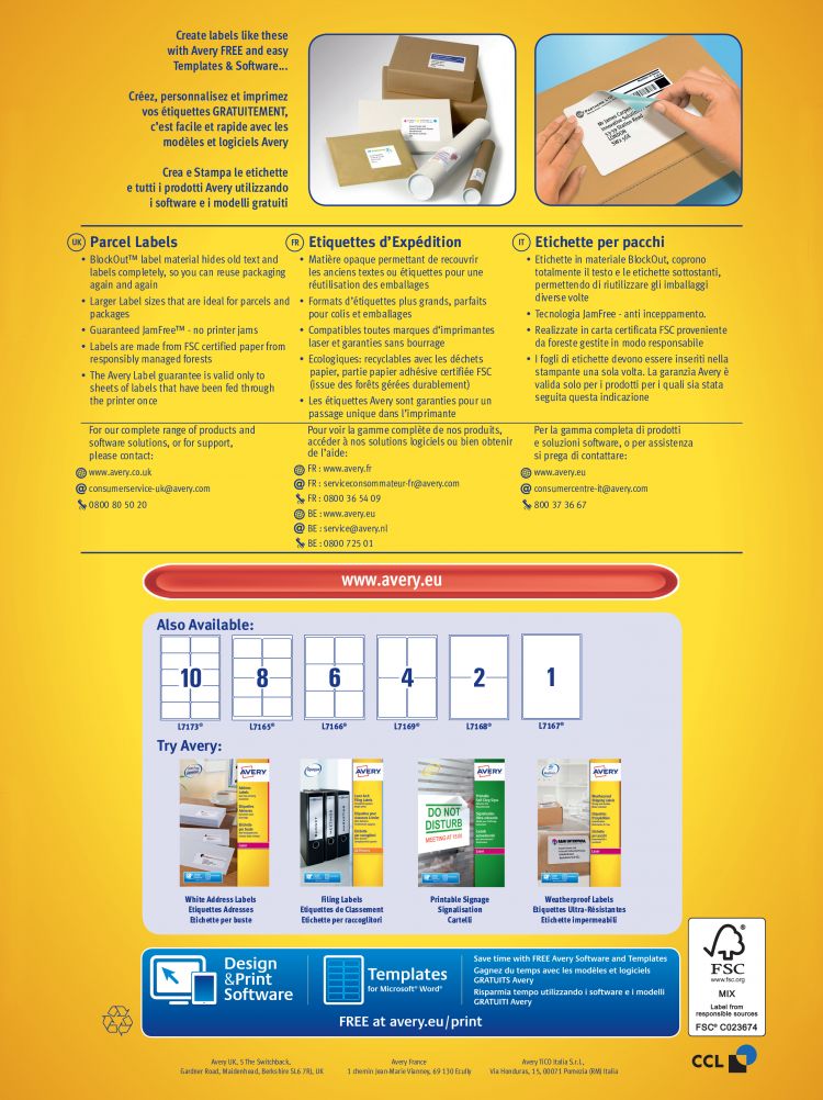 Avery L7165-500 Parcel Labels 500 sheets - 8 Labels per Sheet - Image 3