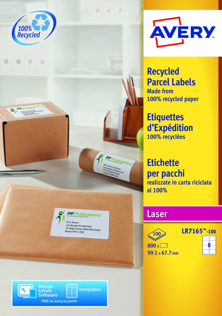 Avery LR7165-100 Recycled Parcel Labels 100 sheets - 8 Labels per Sheet - Image 5