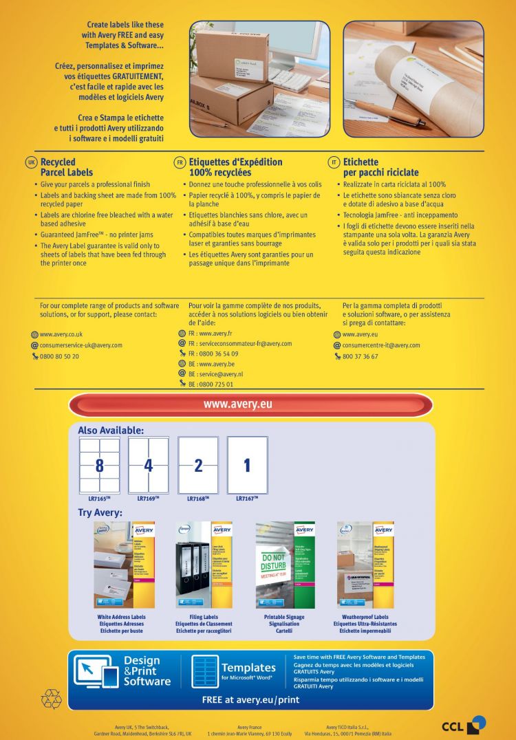 Avery LR7168-100 Recycled Parcel Labels 100 sheets - 2 Labels per Sheet - Image 4