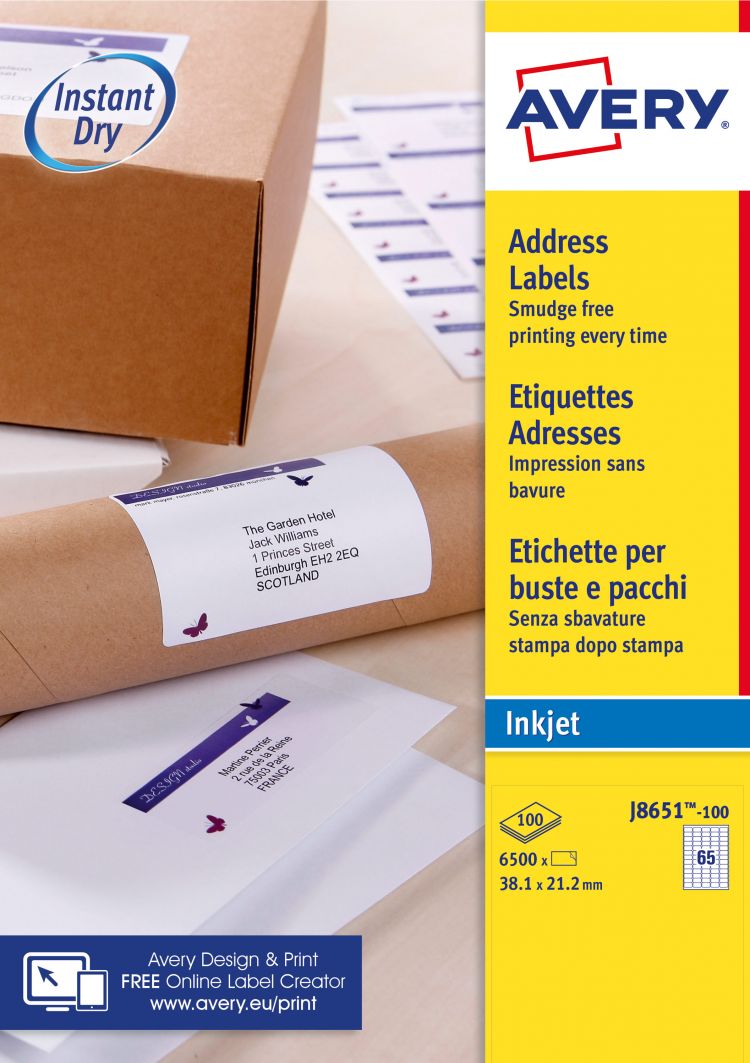 Avery J8651-100 QuickDry Mini Address Labels 100 sheets - 65 Labels per Sheet - Image 3