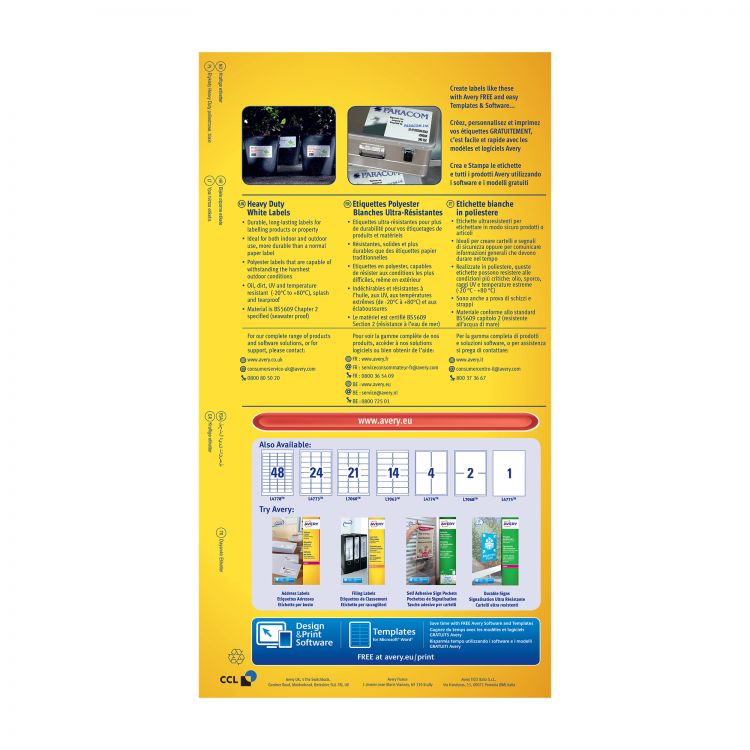 Avery L4773-20 Resistant Labels 20 sheets - 24 Labels per Sheet - Image 3