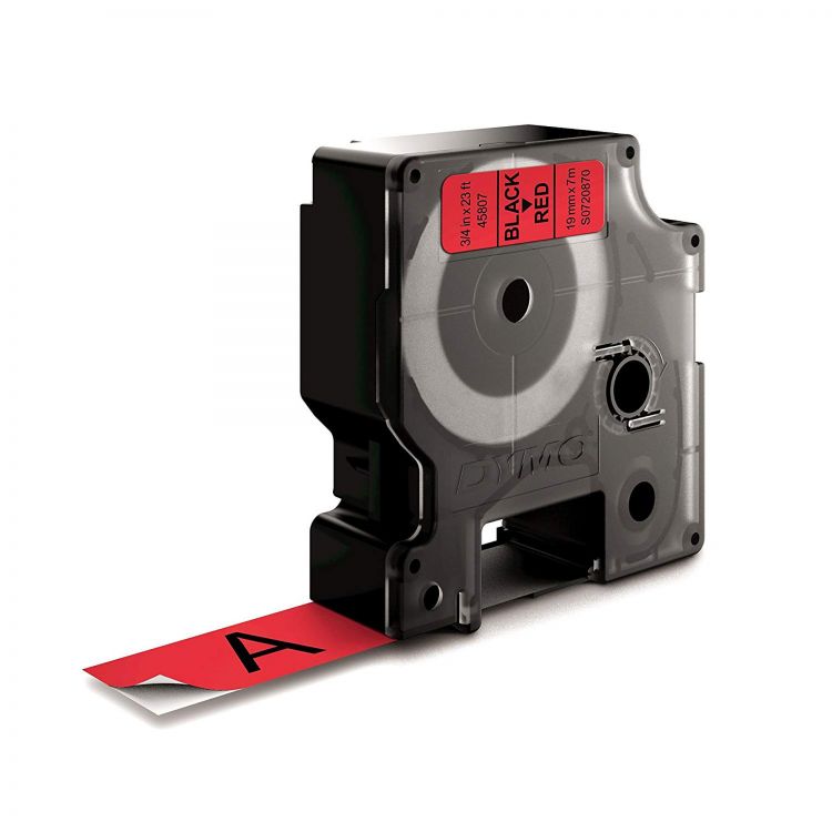 Dymo 45807 19mm x 7m Black on Red Tape - Image 2