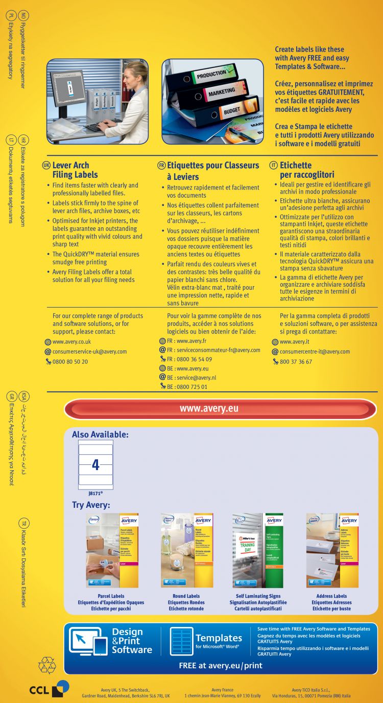 Avery J8171-25 Filing Labels 25 sheets - 4 Labels per Sheet - Image 3