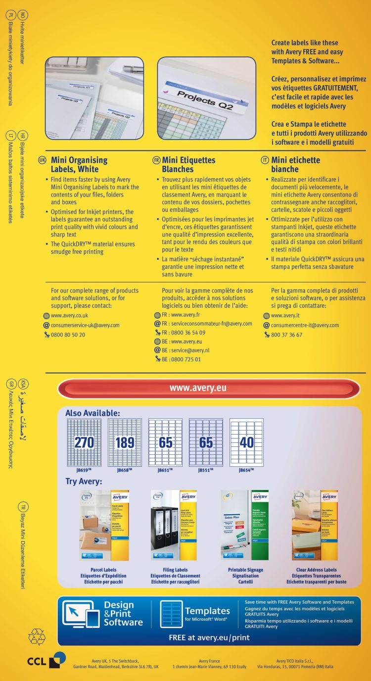 Avery J8658-25 25.4 x 10mm Mini Multipurpose Labels 25 Sheets - 189 Labels per Sheet - Image 5