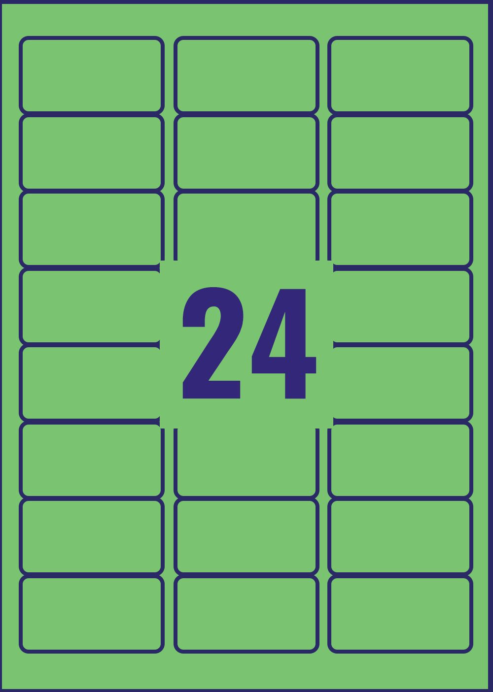 Avery L6033-20 Green Removable Labels 20 sheets - 24 Labels per sheet