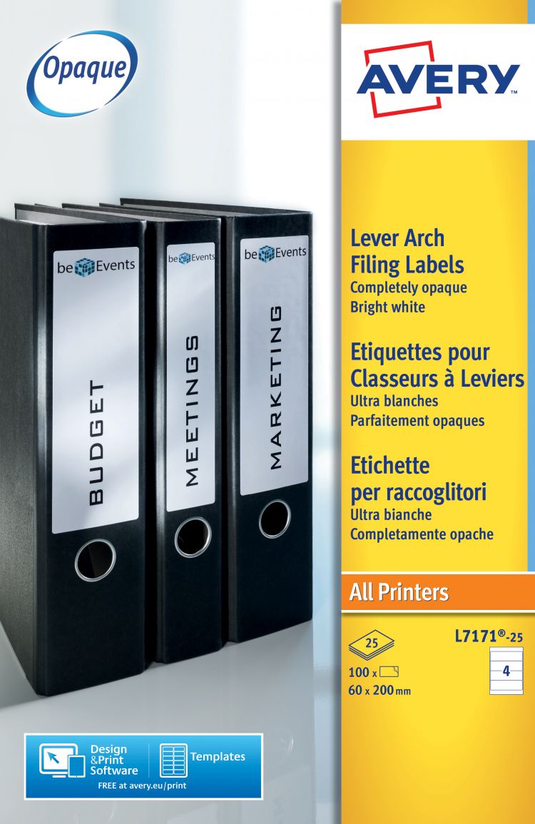 Avery L7171-25 Filing Labels 25 sheets - 4 Labels per Sheet - Image 3