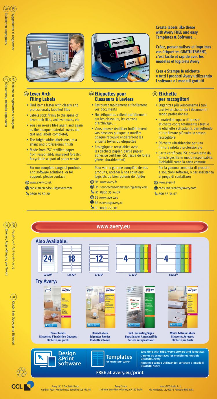 Avery L7171-25 Filing Labels 25 sheets - 4 Labels per Sheet - Image 4