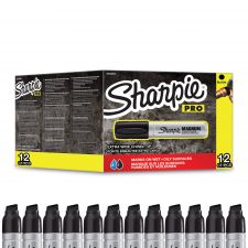 Sharpie S0949850 Pro Metal Barrel Magnum large Chisel Black Pack of 12 thumbnail 5