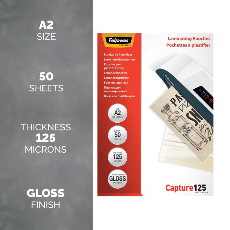 Fellowes A2 125Mic Pouch 50 - Image 2