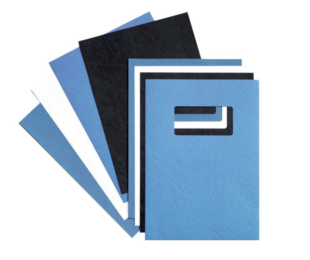 GBC 46715E White LeatherGrain Binding Cover with Window A4 250 gsm Pack of 50