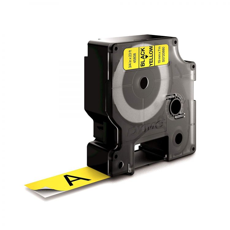 Dymo 45808 19mm x 7m Black on Yellow Tape - Image 2