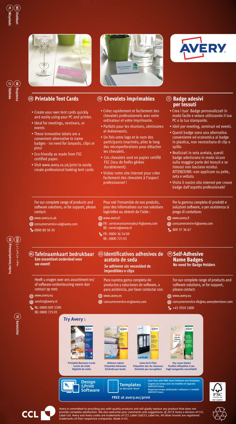 Avery L4794-10 120 x 45mm Tent Cards 10 Sheets - 4 Cards per Sheet - Image 4