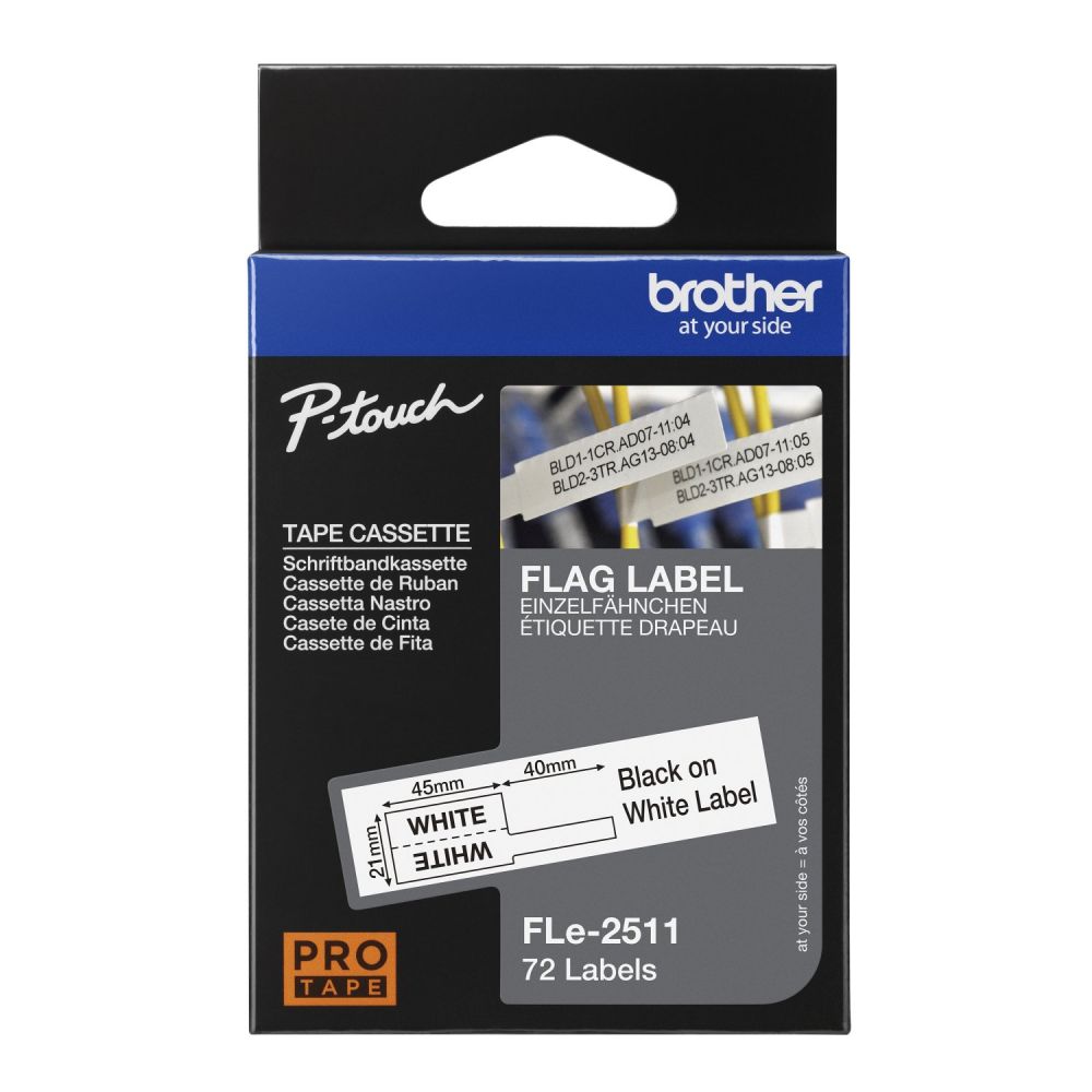 Brother FLE-2511 Die-cut Flexi Flag Label Black on White 21 x 45mm