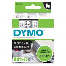 Dymo 40910 D1 9mm x 7m Black on Clear Tape thumbnail 1
