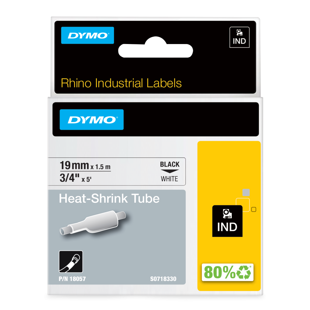 Dymo 18057 19mm white Heat Shrink Tube - S0718330