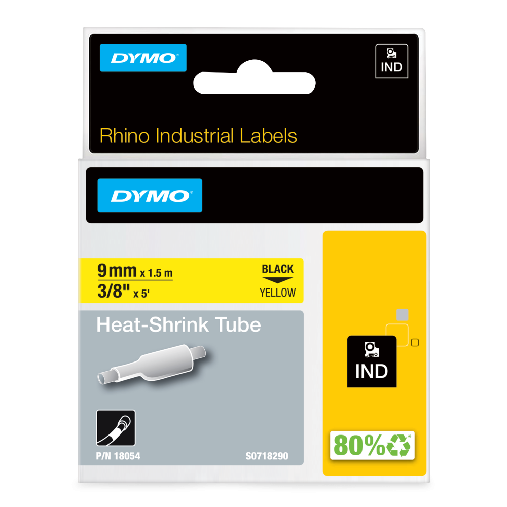 Dymo 18054 9mm Yellow Heat Shrink Tube - S0718290