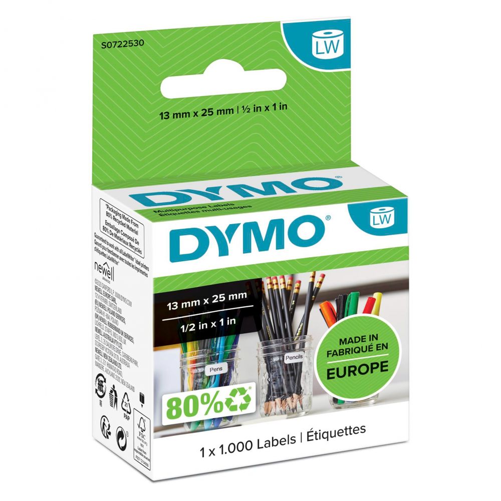 Dymo 11353 13mm x 25mm Multi Purpose Labels Black On White