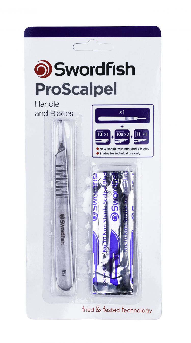 Swordfish Scalpel No.3 metal with 4 Blades Blister