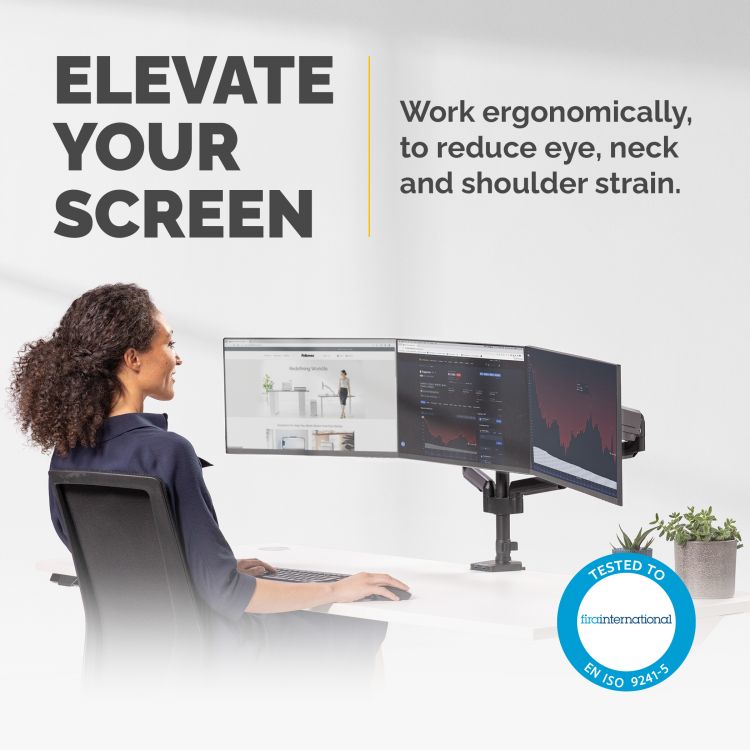 Fellowes 8042601 Platinum Series Triple Monitor Arm - Image 2