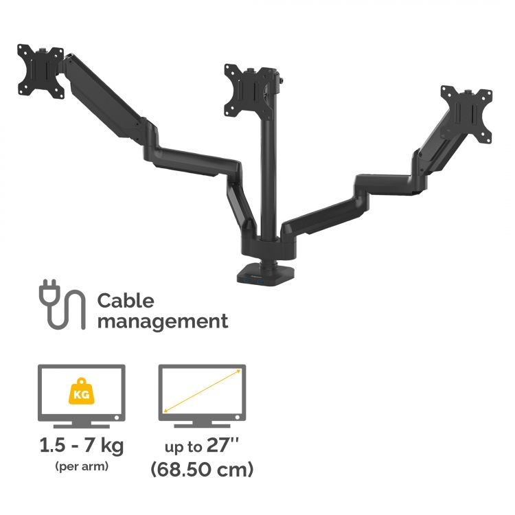 Fellowes 8042601 Platinum Series Triple Monitor Arm - Image 3