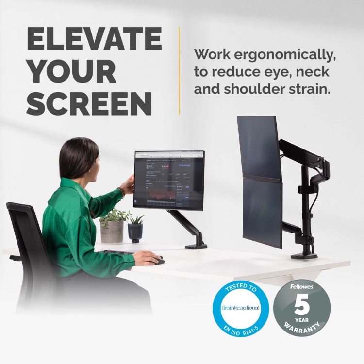 Fellowes 8043401 Platinum Series Dual Vertical Monitor Arm - Image 7