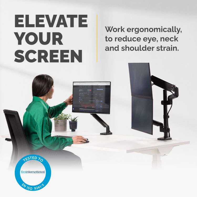 Fellowes 8043401 Platinum Series Dual Vertical Monitor Arm - Image 2