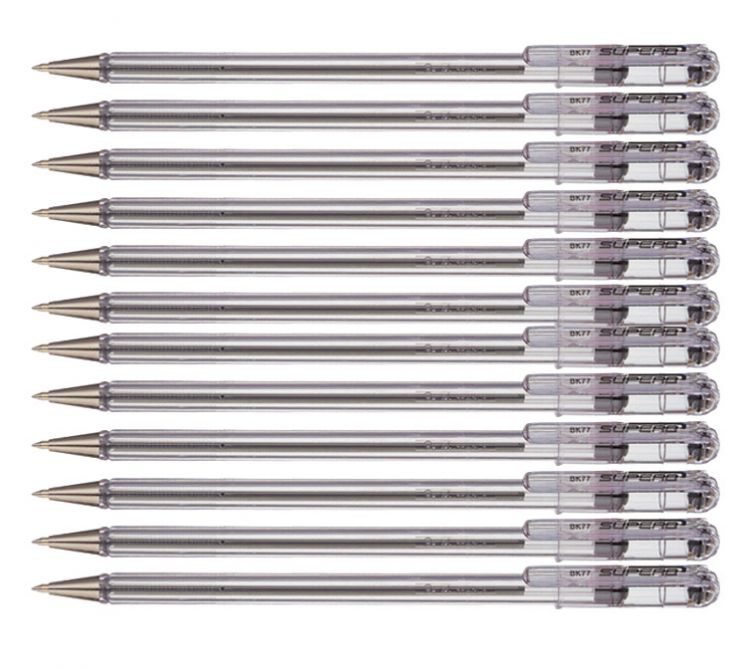 Pentel Superb 12 Pack Black Ballpoint Pen 0.7mm Tip 0.25mm Line