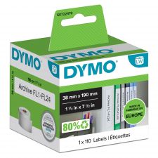 Dymo 99018 38mm x 190mm Small Lever Arch Labels Black on White thumbnail 1