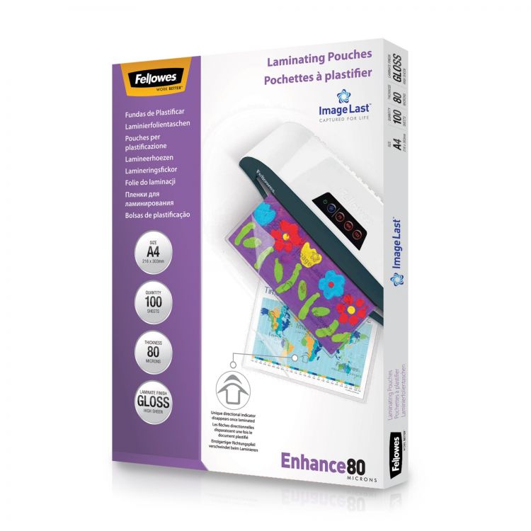 Fellowes 5306114 IL A4 80Mic Pouch 100pk - Image 1