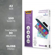 Fellowes 5306207 IL A3 80Mic Pouch 100pk thumbnail 2