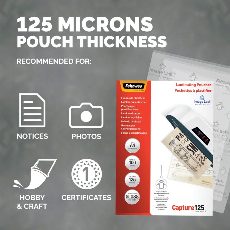 Fellowes 53074 IL A4 125Mic Pouch 100pk - Image 3