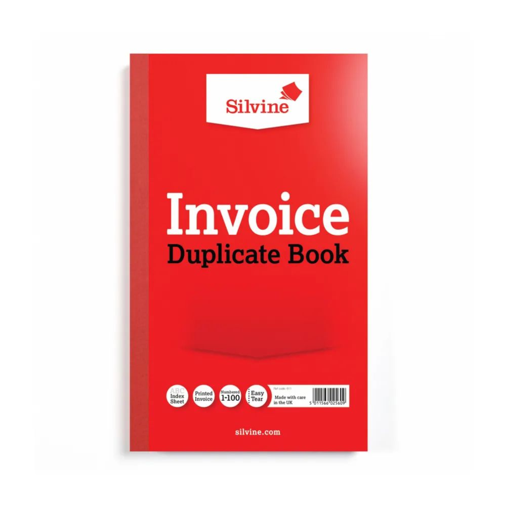 Silvine Duplicate Invoice Book with Index Sheet 210 x 127mm Pack of 6