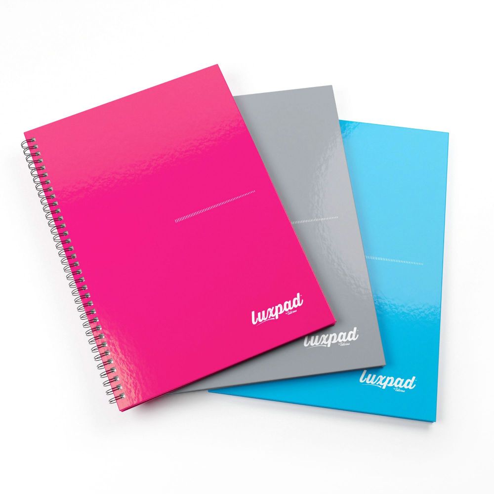 Silvine Luxpad A4 Wirebound Hard Cover Notebook Assorted Colours Pack 6