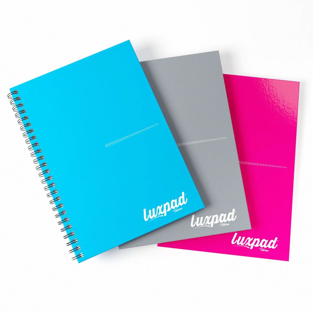 Silvine Luxpad A5 Wirebound Hard Cover Notebook Assorted Colours Pack 12