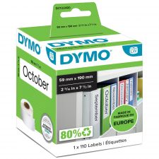 Dymo 99019 59mm x 190mm Large Lever Arch Labels Black On White thumbnail 1