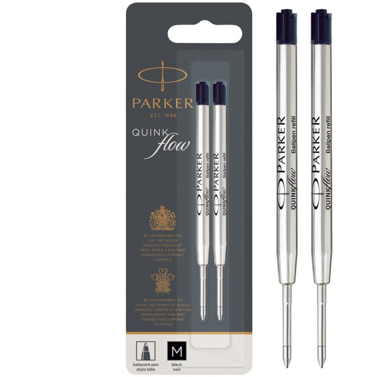Parker 1950372 Quinkflow Ball Pen Refill Black Ink Medium Box of 12 - Image 1