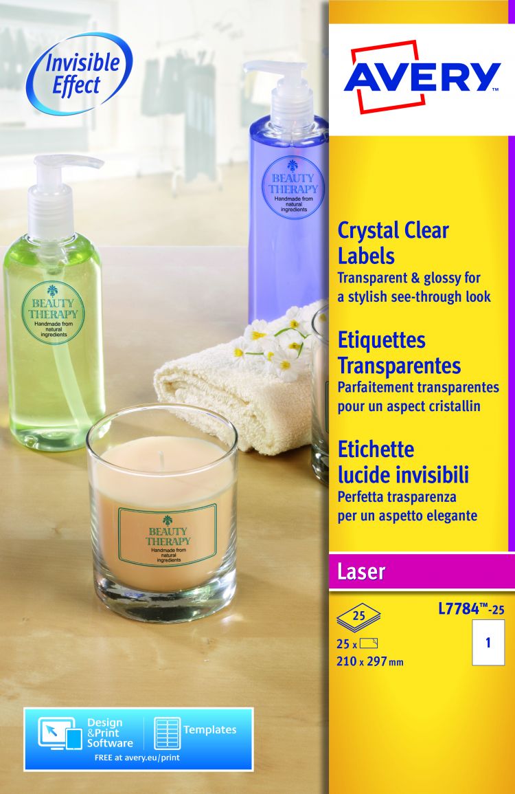 Avery L7784-25 Crystal Clear Labels 25 sheets - 1 label per sheet - Image 4