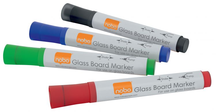 Nobo 1905324 Glass Whiteboard Marker pens pack of 4 - Image 2