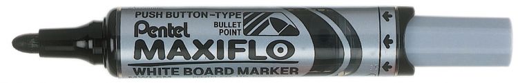 Pentel Maxiflo 12 Pack Black Whiteboard Marker Bullet Tip 3mm Line - Image 1